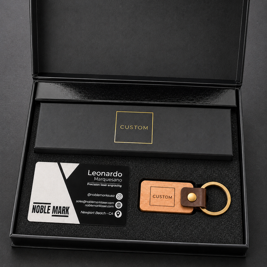 Executive Gift Set with 30 Custom Black Metal Business Cards