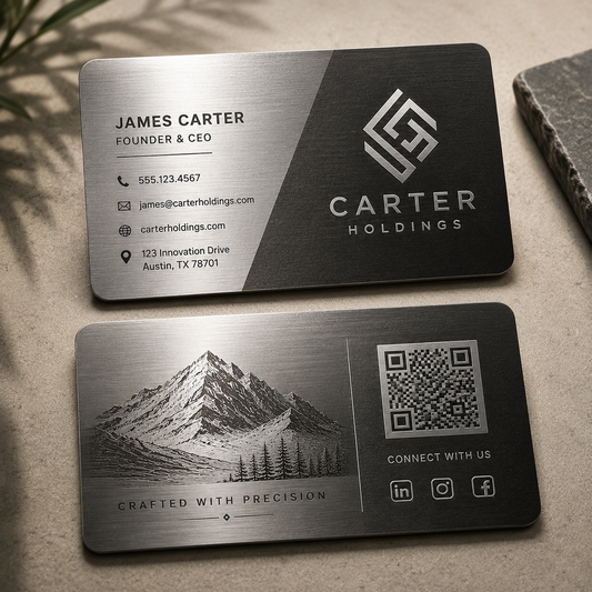 50 Reverse Black Metal Business Cards