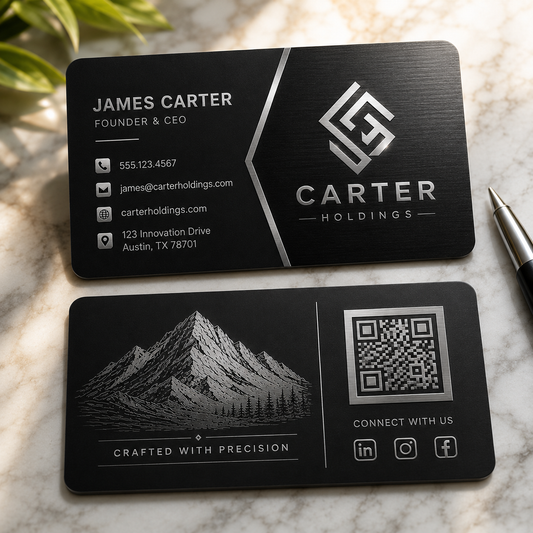 50 Custom Black Metal Business Cards